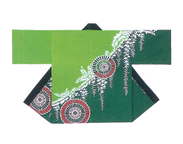 柄入り袢天　藤の花　番傘　緑色