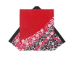 シルクプリント袖なし袢天　桜　赤